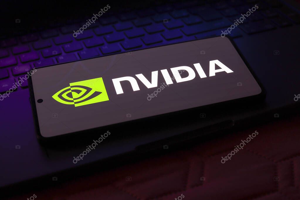 July 18, 2024, Paraguay. In this photo illustration, the Nvidia Corporation logo is displayed on a smartphone screen