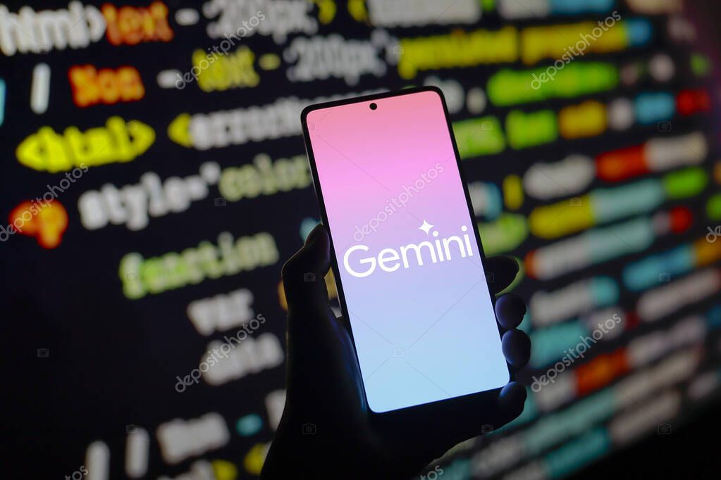 July 19, 2024, Paraguay. In this photo illustration, the Google Gemini logo is displayed on a smartphone screen