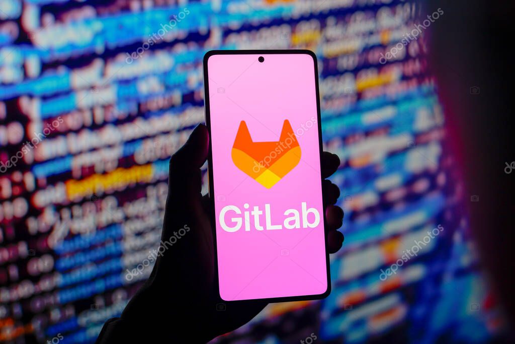 August 2, 2024, Paraguay. In this photo illustration, the GitLab logo is displayed on a smartphone screen