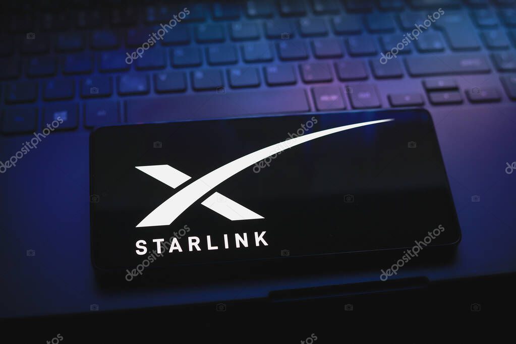 August 5, 2024, Paraguay. In this photo illustration, the Starlink logo is displayed on a smartphone screen