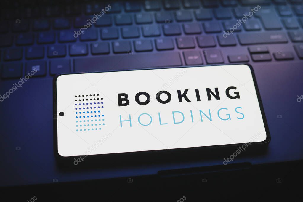 August 5, 2024, Paraguay. In this photo illustration, the Booking Holdings Inc. logo is displayed on a smartphone screen