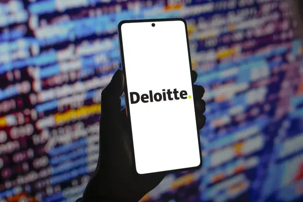 stock image August 6, 2024, Paraguay. In this photo illustration, the Deloitte Touche Tohmatsu Limited logo is displayed on a smartphone screen