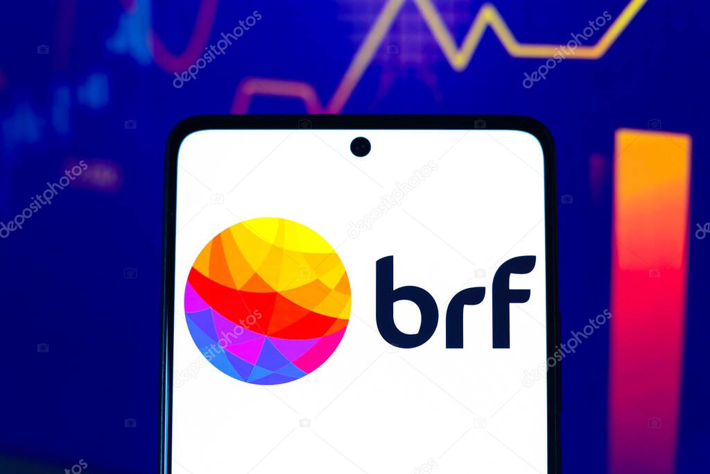 August 16, 2024, Paraguay. In this photo illustration, the BRF S.A. logo is displayed on a smartphone screen