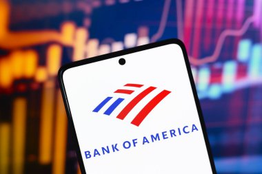 19 Ağustos 2024, Paraguay. Bu resimde, Bank of America logosu akıllı telefon ekranında gösteriliyor.