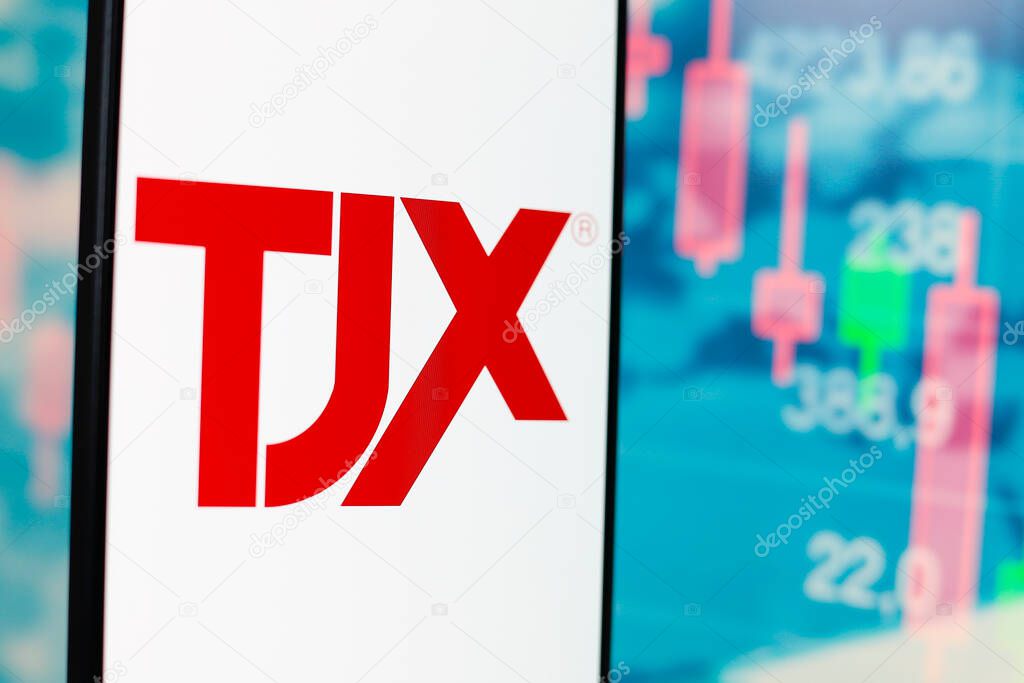 August 19, 2024, Paraguay. In this photo illustration, the TJX Companies, Inc. logo is displayed on a smartphone screen