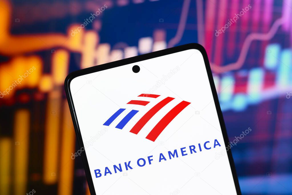 August 19, 2024, Paraguay. In this photo illustration, the Bank of America logo is displayed on a smartphone screen