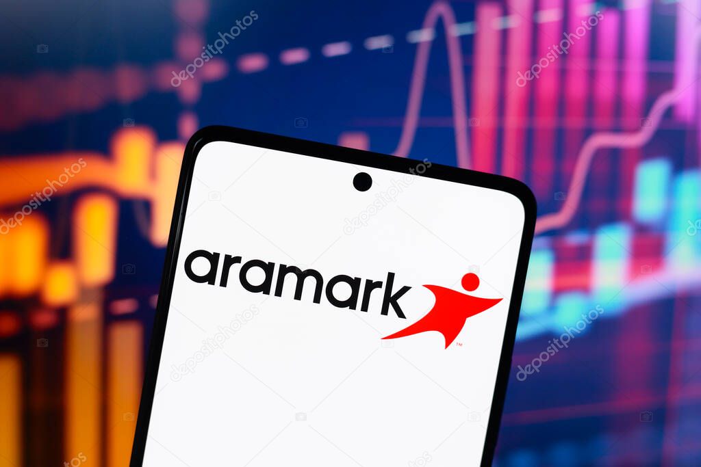 August 19, 2024, Paraguay. In this photo illustration, the Aramark logo is displayed on a smartphone screen