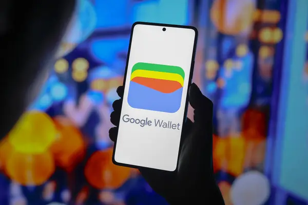 stock image August 21, 2024, Paraguay. In this photo illustration, the Google Wallet logo is displayed on a smartphone screen