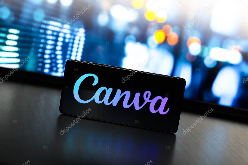 August 22, 2024, Paraguay. In this photo illustration, the Canva logo is displayed on a smartphone screen