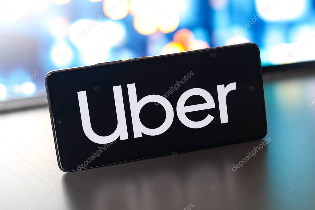 August 25, 2024, Paraguay. In this photo illustration, the Uber Technologies Inc. logo is displayed on a smartphone screen