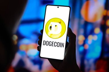 26 Ağustos 2024, Paraguay. Bu resimde, Dogecoin logosu akıllı telefon ekranında görüntülenir