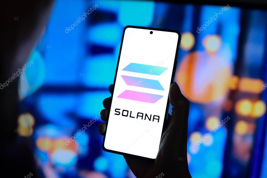 August 26, 2024, Paraguay. In this photo illustration, the Solana logo is displayed on a smartphone screen