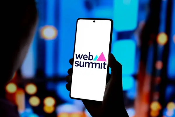 stock image August 27, 2024, Paraguay. In this photo illustration, the Web Summit logo is displayed on a smartphone screen