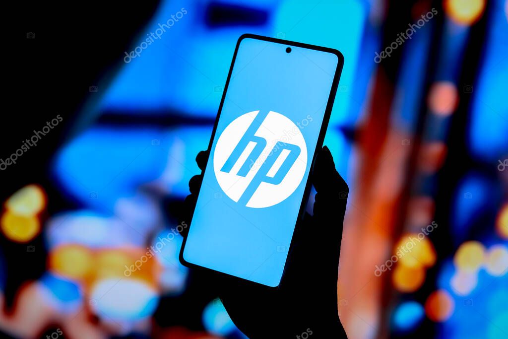 September 1, 2024, Paraguay. In this photo illustration, the HP Inc. logo is displayed on a smartphone screen