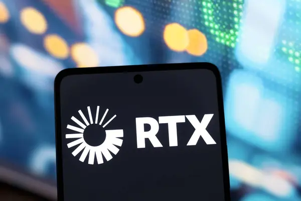 stock image September 2, 2024, Paraguay. In this photo illustration, the RTX Corporation logo is displayed on a smartphone screen