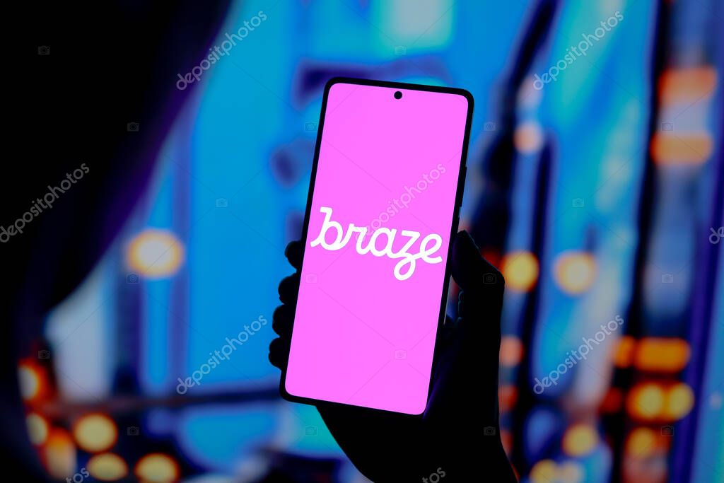 September 8, 2024, Paraguay. In this photo illustration, the Braze, Inc. logo is displayed on a smartphone screen