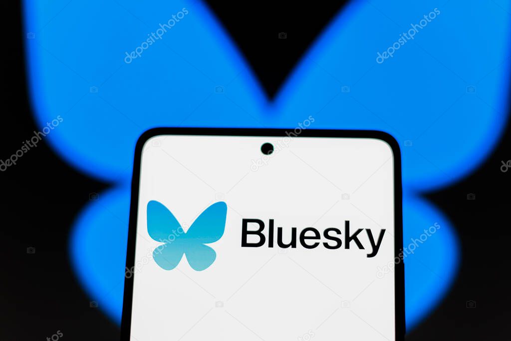 September 8, 2024, Paraguay. In this photo illustration, the Bluesky logo is displayed on a smartphone screen