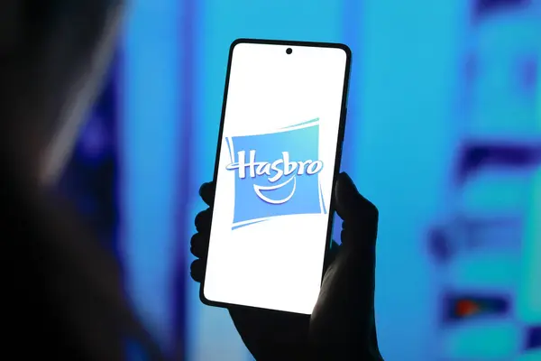 stock image September 9, 2024, Paraguay. In this photo illustration, the Hasbro, Inc. logo is displayed on a smartphone screen