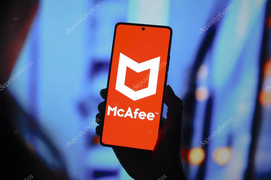 September 9, 2024, Paraguay. In this photo illustration, the McAfee logo is displayed on a smartphone screen