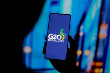 12 Eylül 2024, Paraguay. Bu resimde, 2024 G20 Rio de Janeiro zirvesi (G20 Brezilya 2024) akıllı telefon ekranında gösterilir.