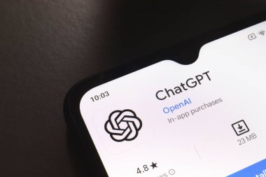 October 11, 2024, Brazil. In this photo illustration, the ChatGPT app logo is displayed on a smartphone screen clipart