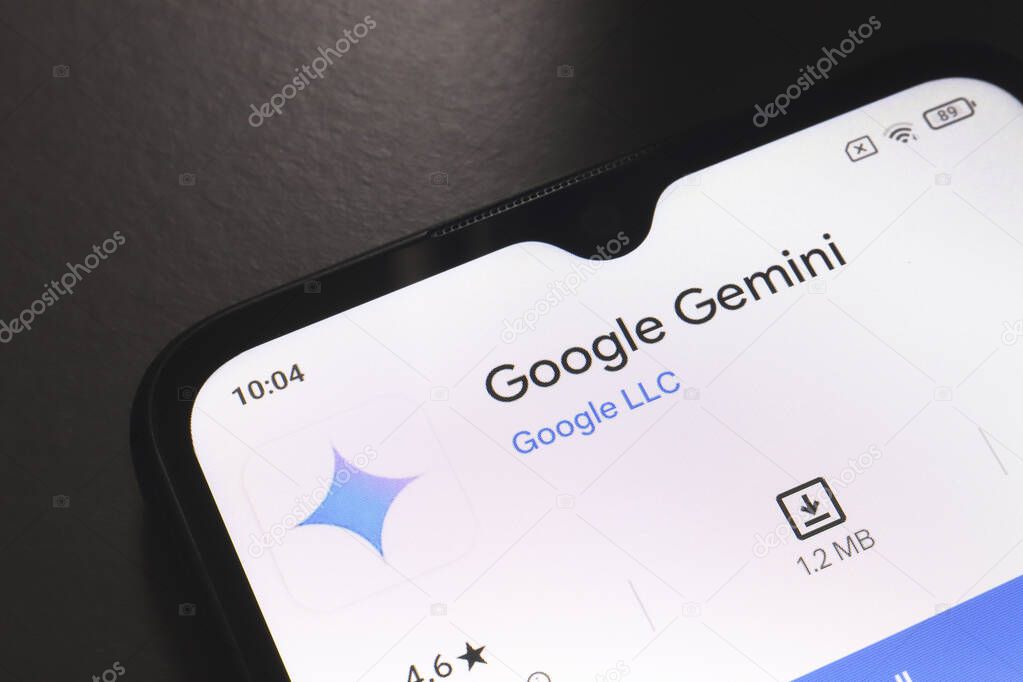October 11, 2024, Brazil. In this photo illustration, the Google Gemini app logo is displayed on a smartphone screen