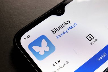 25 Ekim 2024, Brezilya. Bu resimde Bluesky uygulamasının logosu akıllı telefon ekranında görüntülenir.