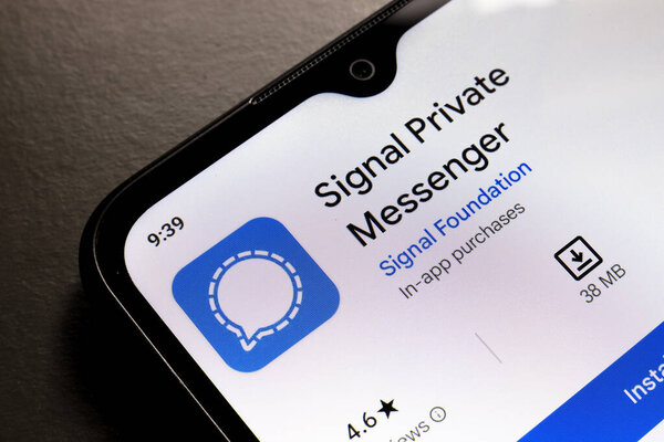 October 25, 2024, Brazil. In this photo illustration, the Signal Messenger app logo is displayed on a smartphone screen
