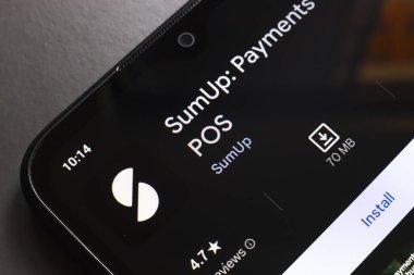 October 29, 2024, Portugal. In this photo illustration, the SumUp app logo is displayed on a smartphone screen clipart