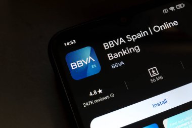 4 Kasım 2024, Brezilya. Bu resimde, BBVA Bank uygulama logosu bir akıllı telefon ekranında görüntülenir.