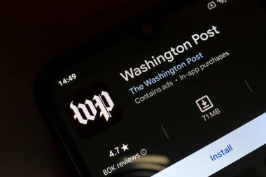 November 8, 2024, Brazil. In this photo illustration, the Washington Post app logo is displayed on a smartphone screen clipart