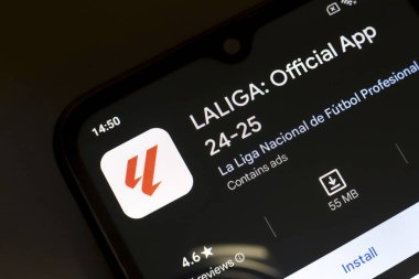 8 Kasım 2024, Brezilya. Bu resimde, LaLiga uygulamasının logosu akıllı telefon ekranında görüntülenir