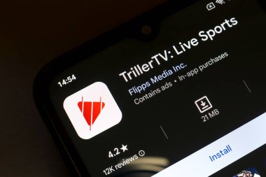 November 8, 2024, Brazil. In this photo illustration, the Triller TV app logo is displayed on a smartphone screen clipart