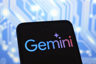 The Google Gemini logo is displayed on the screen of a smartphone, in Reno, United States, on November 21, 2024 clipart