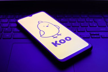 The Koo logo appears on the screen of a smartphone, in Reno, United States, on December 1, 2024 clipart