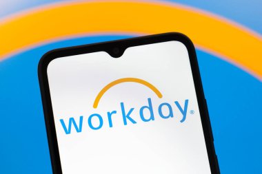 Bu fotoğraf illüstrasyonunda, Workday, Inc. logosu ABD 'nin Reno kentindeki akıllı telefon ekranında 31 Ocak 2025 tarihinde görüntülenmektedir.