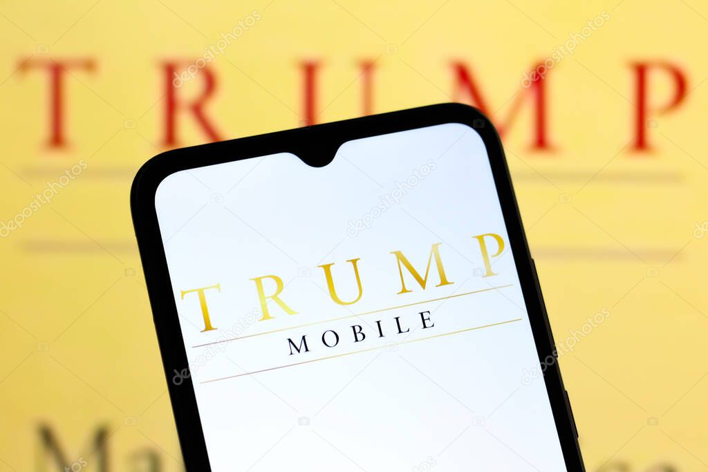 In this photo illustration, the Trump Mobile logo is seen displayed on a smartphone screen, June 17, 2025, United States
