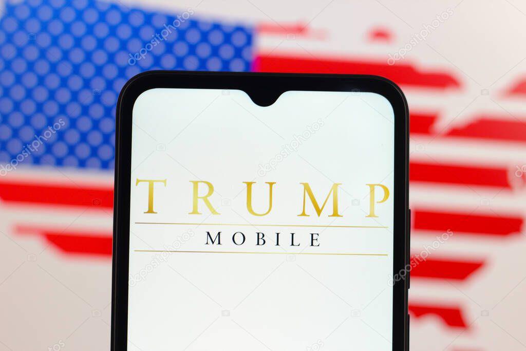 In this photo illustration, the Trump Mobile logo is seen displayed on a smartphone screen, June 17, 2025, United States