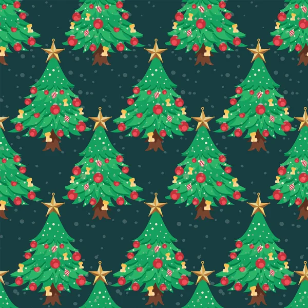 Vector Christmas Tree Snow Texture Seamless Pattern Background Vector Illustration — Stock Vector