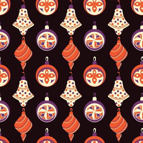 Vector Weihnachten Retro Ornamente Nahtlose Muster Hintergrund Vektorillustration — Stockvektor