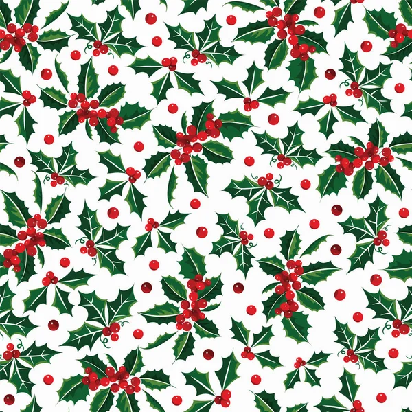 Vector Christmas Mistletoe Berry Seamless Repeat Pattern Background Vector Illustration — Stock Vector
