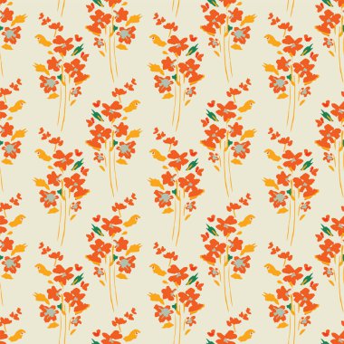 Vektör El çiçek demetini kusursuz desen ve dijital tekstil izi ile boyamış. Vektör illüstrasyonu