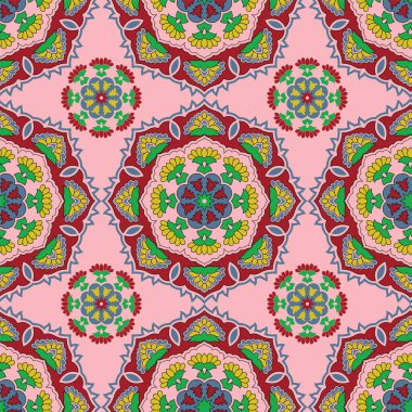 Vektör Mandala kusursuz dizayn dijital tekstil baskısı. Vektör illüstrasyonu