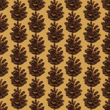 Vektör Noel çam kozalağı yarım damla. Kusursuz bir arka plan. Vektör illüstrasyonu