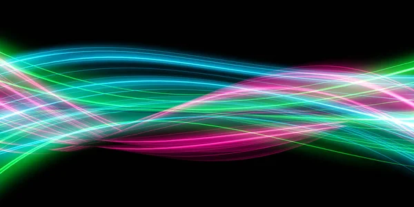 Glowing Energy Lines Mixing Neon Lights — Stock Photo, Image