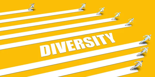 Concepto Diversidad Con Gente Negocios Corriendo Amarillo — Foto de Stock