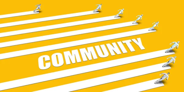 Conceito Comunidade Com Pessoas Negócios Correndo Amarelo — Fotografia de Stock