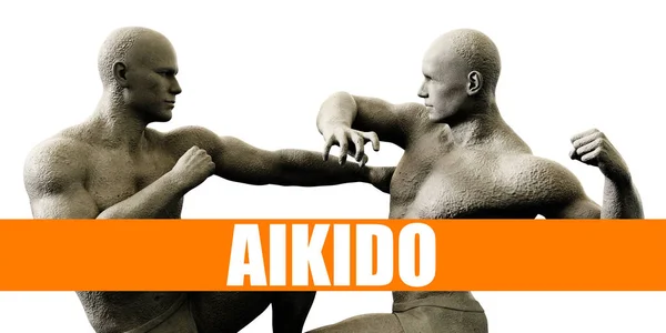 Aikido Klasser Utbildning Fighting Concept Bakgrund Royaltyfria Stockfoton