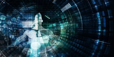 Dünya toplumu teknoloji konsept sanat olarak