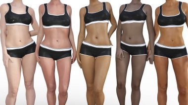 Farklı Vücut Şekilleri Kadın Grubu Kalabalık Spor Giyimi